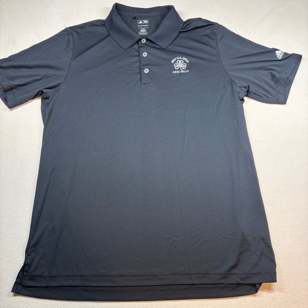 Adidas Mens 2017 US Open Erin Hills‎ Golf Polo Shirt XL Black Puremotion Casual